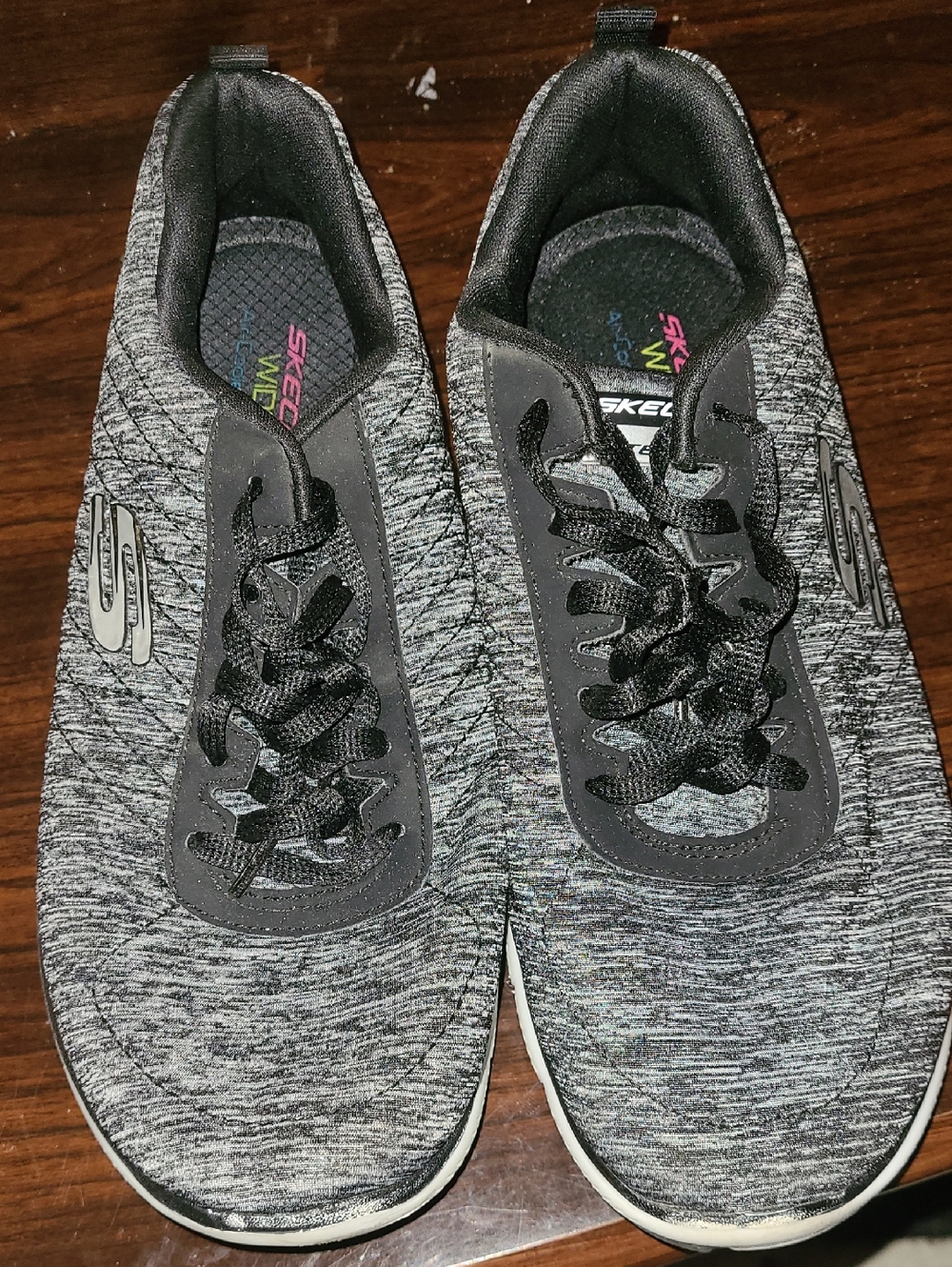 Skechers Gray and Black Knit Lace-Up Sneakers
